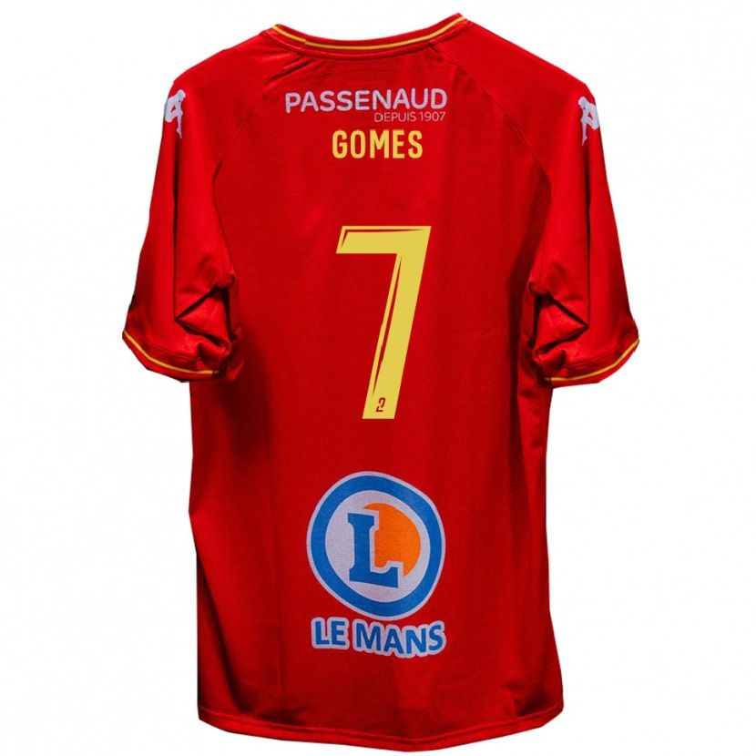 Danxen Uomo Maglia Malang Gomes #7 Rosso Giallo Kit Gara Home 2025/26 Maglietta