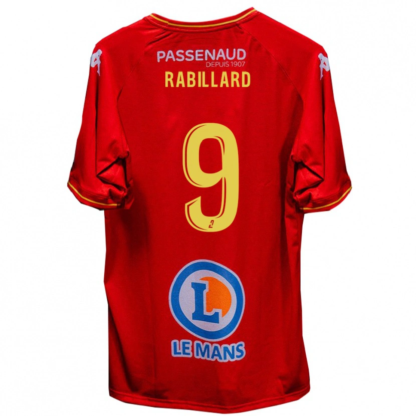 Danxen Uomo Maglia Antoine Rabillard #9 Rosso Giallo Kit Gara Home 2025/26 Maglietta