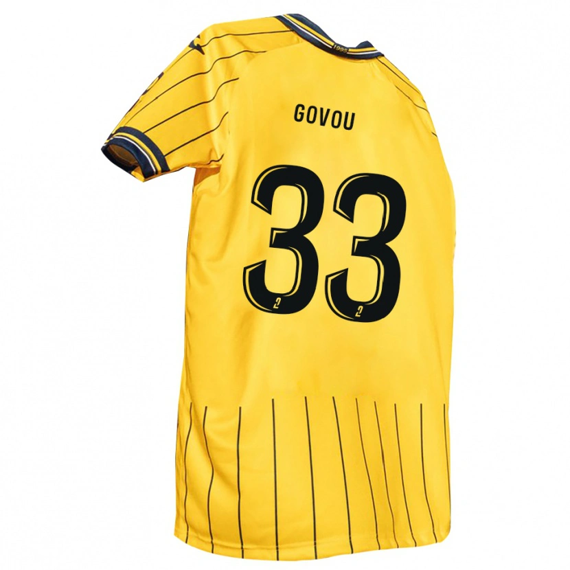 Danxen Uomo Maglia Mensah Govou #33 Giallo Blu Marino Kit Gara Home 2025/26 Maglietta