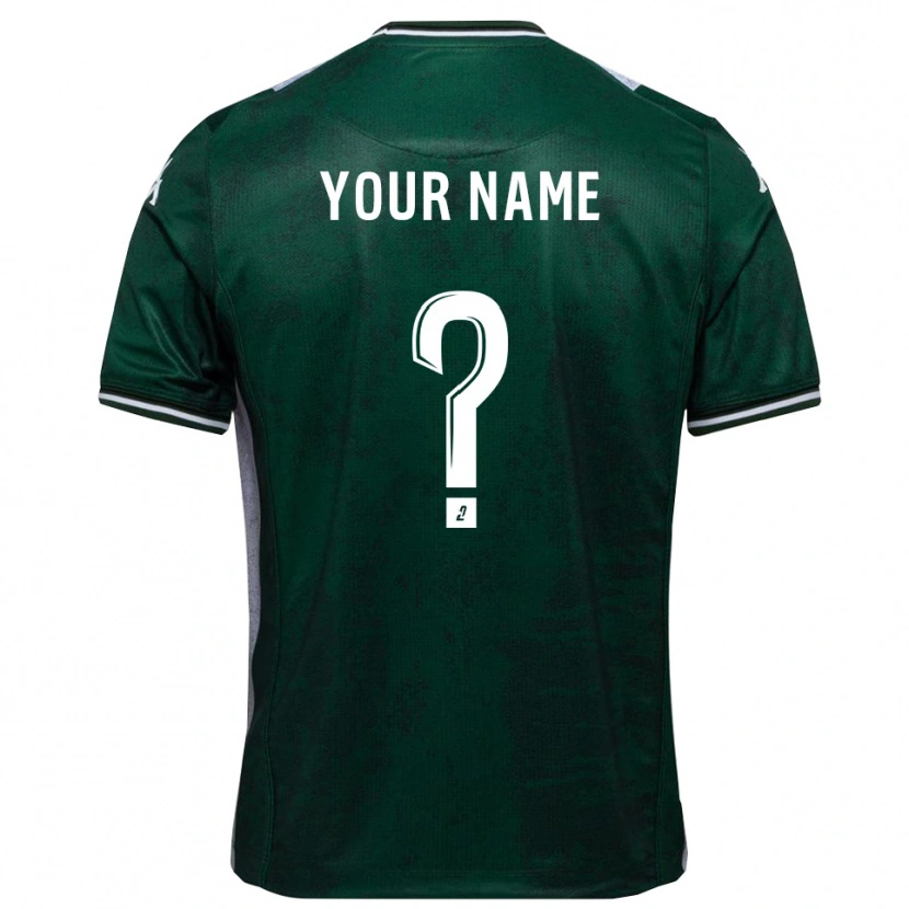 Danxen Uomo Maglia Il Tuo Nome #0 Verde Bianco Kit Gara Home 2025/26 Maglietta