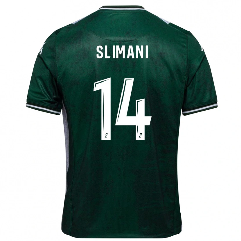 Danxen Uomo Maglia Rayan Slimani #14 Verde Bianco Kit Gara Home 2025/26 Maglietta