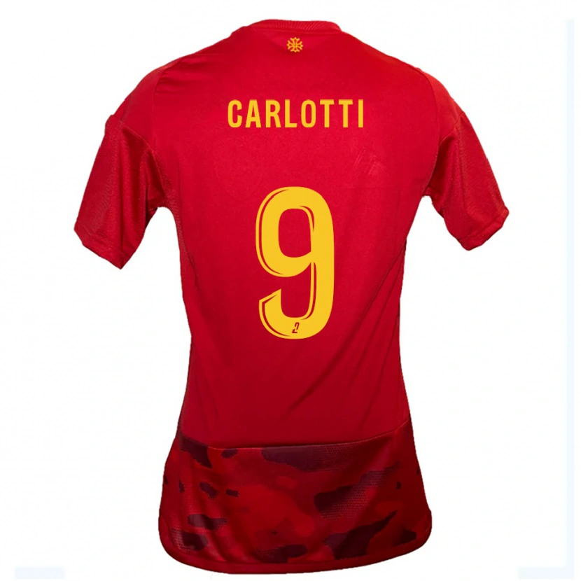 Danxen Uomo Maglia Fabio Carlotti #9 Rosso Giallo Kit Gara Home 2025/26 Maglietta