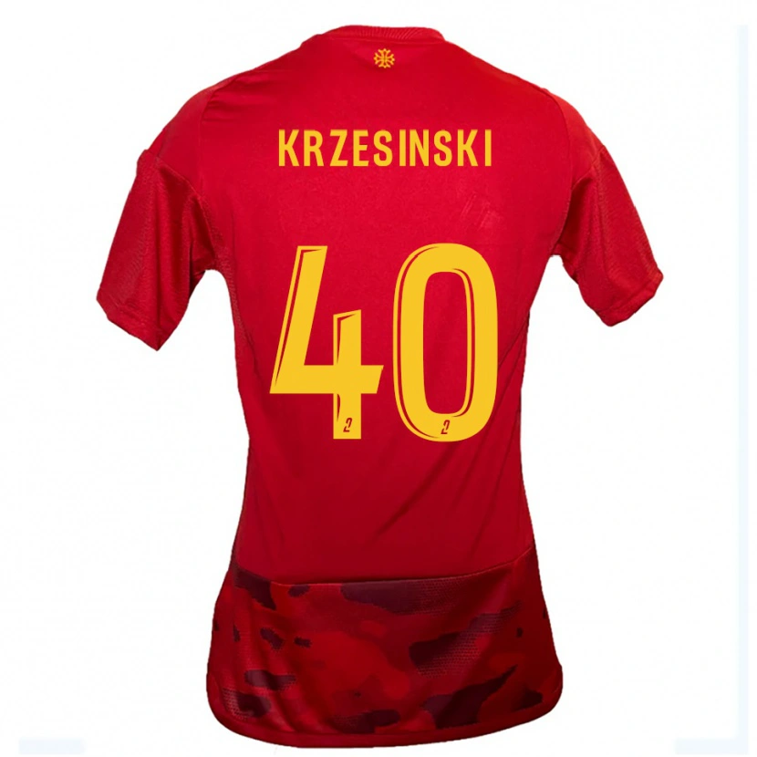 Danxen Uomo Maglia Clément Krzesinski #40 Rosso Giallo Kit Gara Home 2025/26 Maglietta