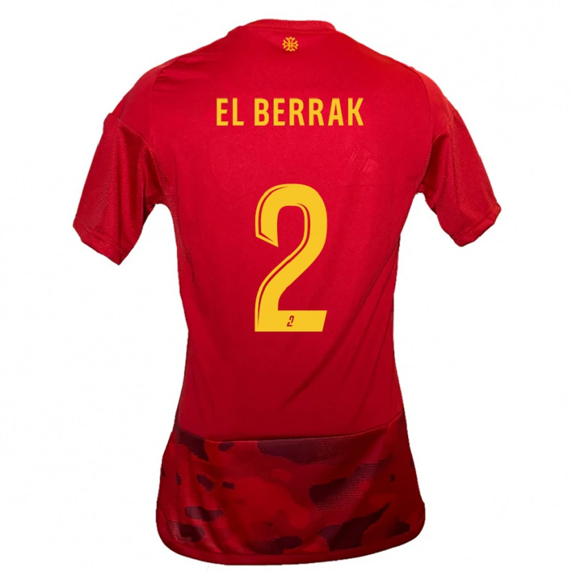 Danxen Uomo Maglia Nael El Berrak #2 Rosso Giallo Kit Gara Home 2025/26 Maglietta