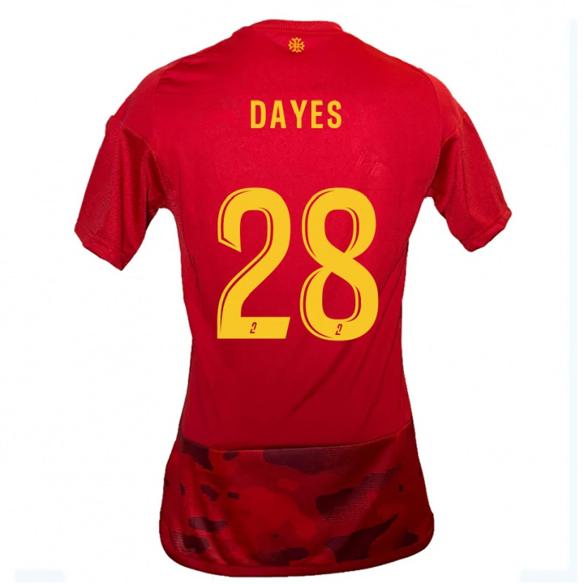 Danxen Uomo Maglia Mikayla Dayes #28 Rosso Giallo Kit Gara Home 2025/26 Maglietta