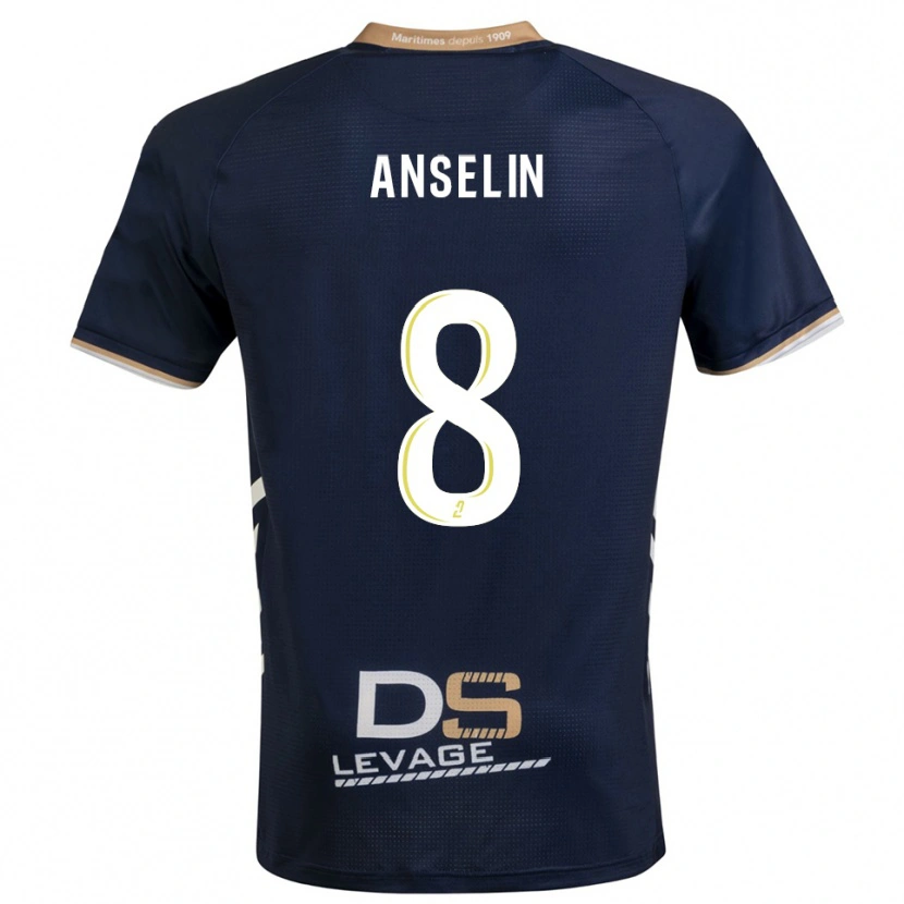Danxen Uomo Maglia Lilian Anselin #8 Blu Marino Oro Kit Gara Home 2025/26 Maglietta