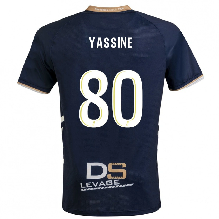 Danxen Uomo Maglia Gessime Yassine #80 Blu Marino Oro Kit Gara Home 2025/26 Maglietta