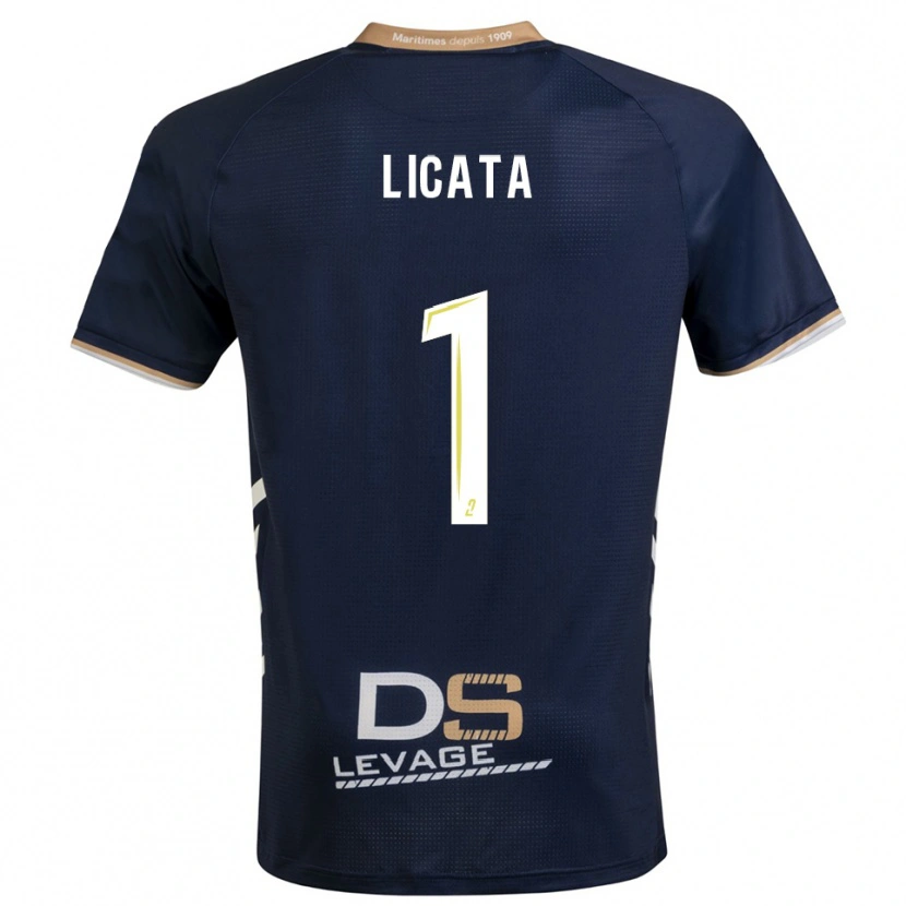 Danxen Uomo Maglia Rafael Licata #1 Blu Marino Oro Kit Gara Home 2025/26 Maglietta