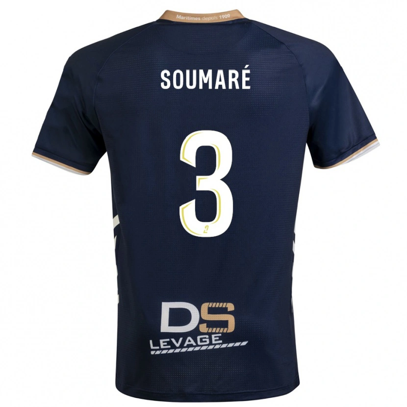 Danxen Uomo Maglia Amadou Soumaré #3 Blu Marino Oro Kit Gara Home 2025/26 Maglietta