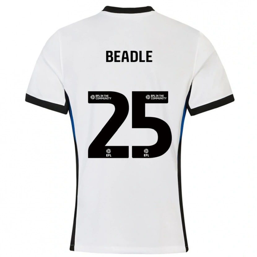 Danxen Uomo Maglia James Beadle #25 Bianco Blu Kit Gara Away 2025/26 Maglietta