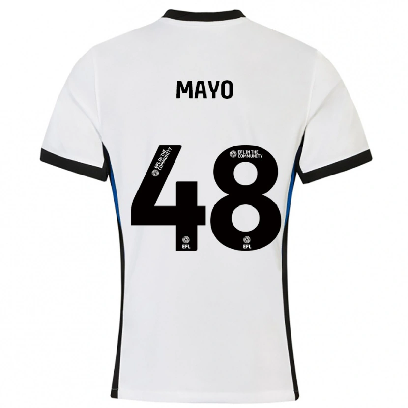 Danxen Uomo Maglia Bradley Mayo #48 Bianco Blu Kit Gara Away 2025/26 Maglietta