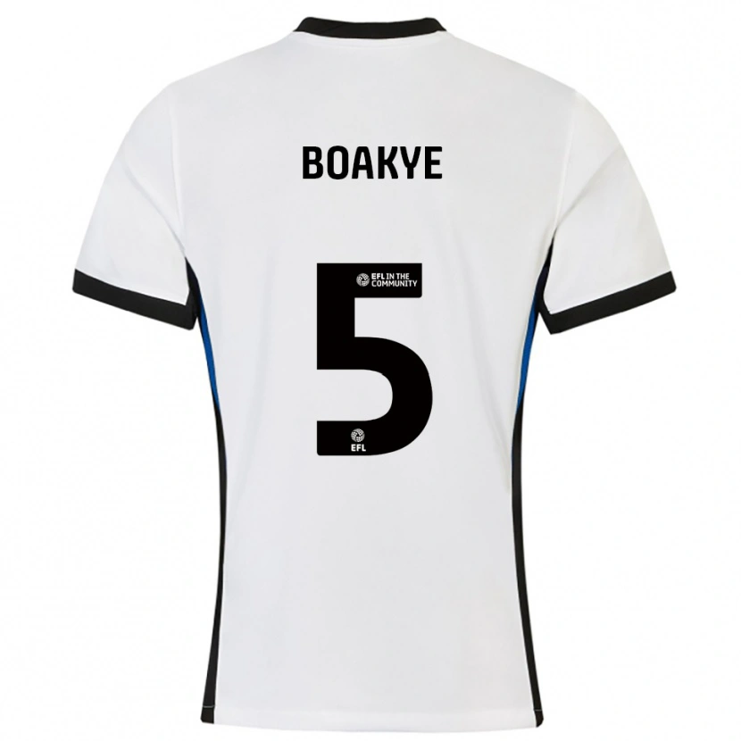 Danxen Uomo Maglia Godfred Boakye #5 Bianco Blu Kit Gara Away 2025/26 Maglietta