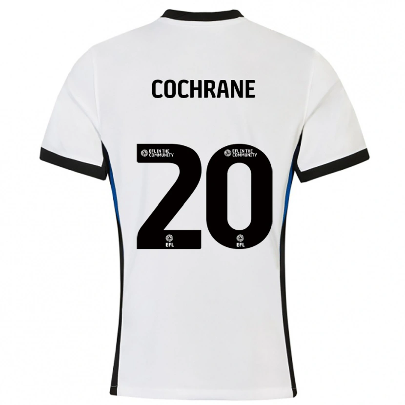 Danxen Uomo Maglia Alex Cochrane #20 Bianco Blu Kit Gara Away 2025/26 Maglietta