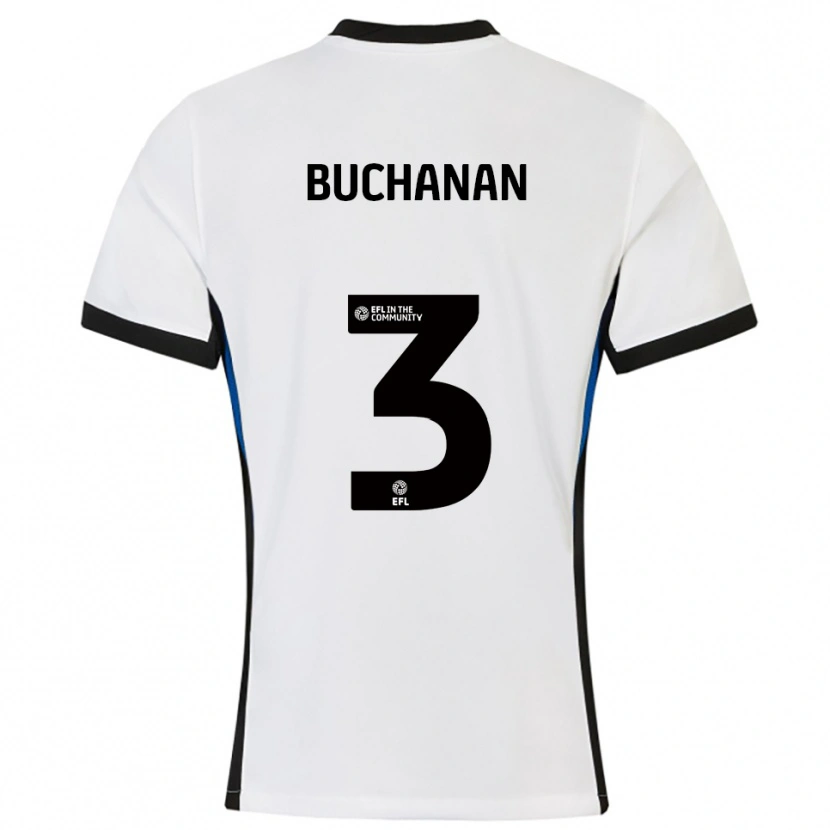 Danxen Uomo Maglia Lee Buchanan #3 Bianco Blu Kit Gara Away 2025/26 Maglietta