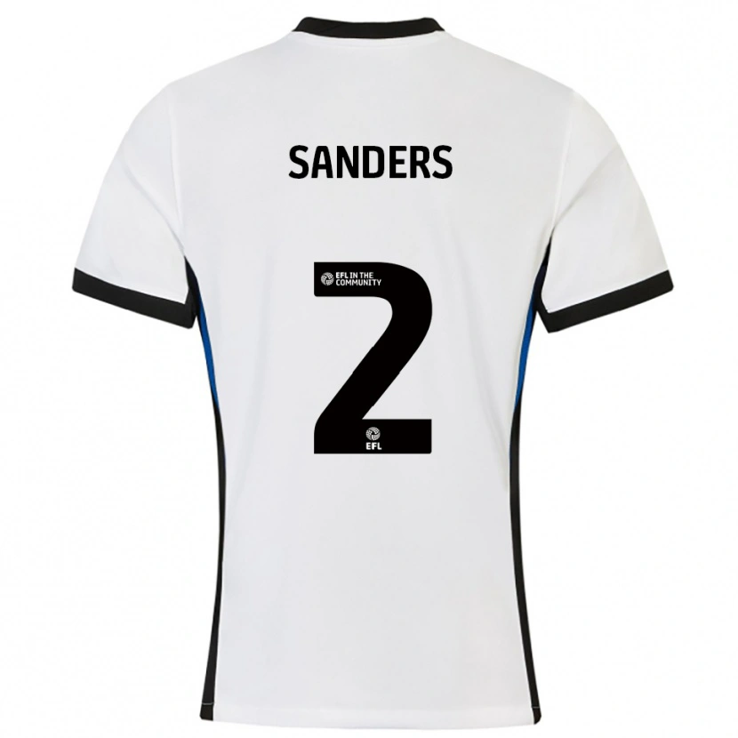 Danxen Uomo Maglia Caleb Sanders #2 Bianco Blu Kit Gara Away 2025/26 Maglietta