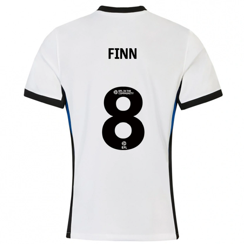 Danxen Uomo Maglia Jamie Finn #8 Bianco Blu Kit Gara Away 2025/26 Maglietta