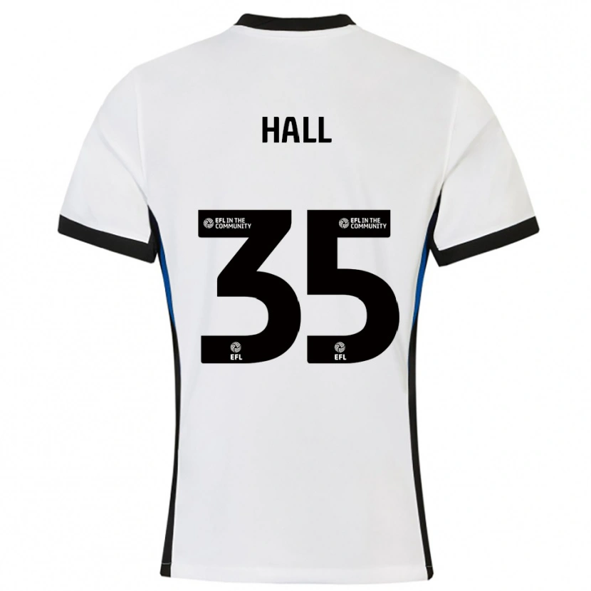 Danxen Uomo Maglia George Hall #35 Bianco Blu Kit Gara Away 2025/26 Maglietta