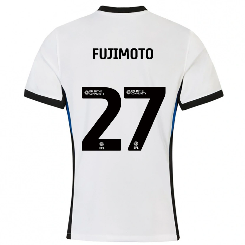 Danxen Uomo Maglia Kanya Fujimoto #27 Bianco Blu Kit Gara Away 2025/26 Maglietta