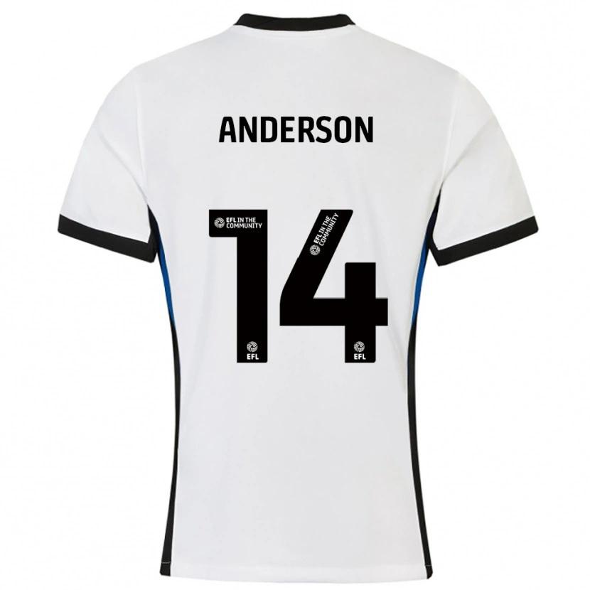 Danxen Uomo Maglia Keshi Anderson #14 Bianco Blu Kit Gara Away 2025/26 Maglietta