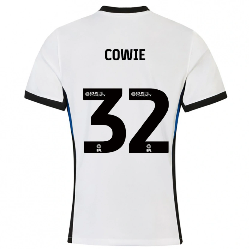 Danxen Uomo Maglia Abbie Cowie #32 Bianco Blu Kit Gara Away 2025/26 Maglietta