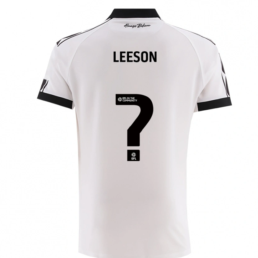 Danxen Uomo Maglia Harry Leeson #0 Bianco Nero Kit Gara Away 2025/26 Maglietta
