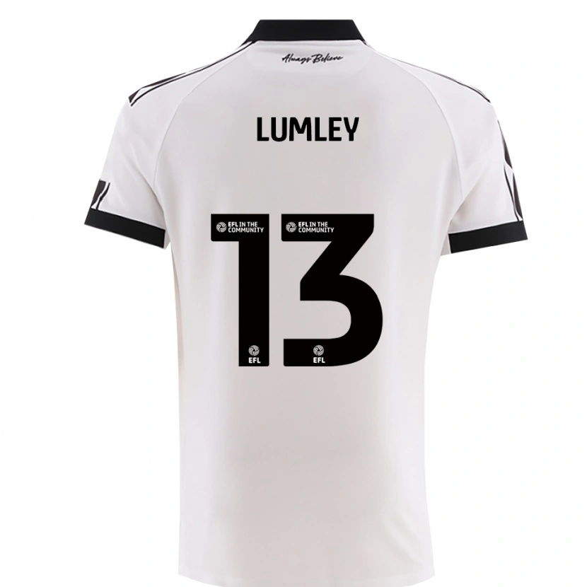 Danxen Uomo Maglia Joe Lumley #13 Bianco Nero Kit Gara Away 2025/26 Maglietta