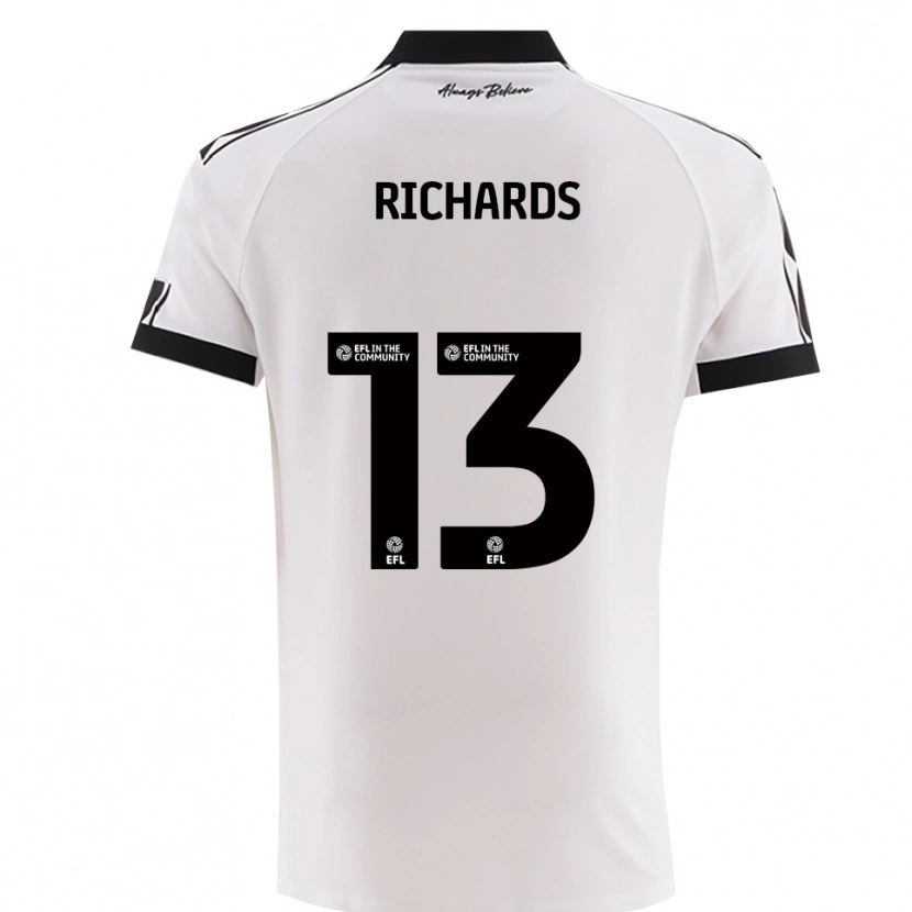 Danxen Uomo Maglia Harvey Wiles-Richards #13 Bianco Nero Kit Gara Away 2025/26 Maglietta