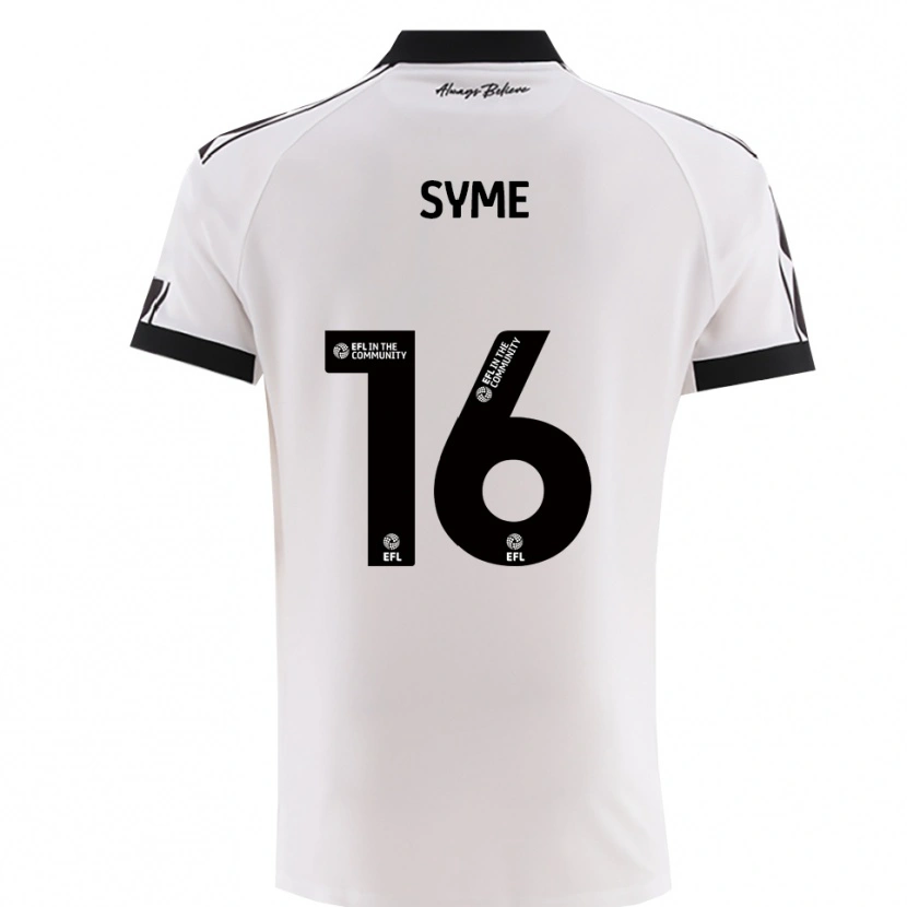 Danxen Uomo Maglia Emily Syme #16 Bianco Nero Kit Gara Away 2025/26 Maglietta