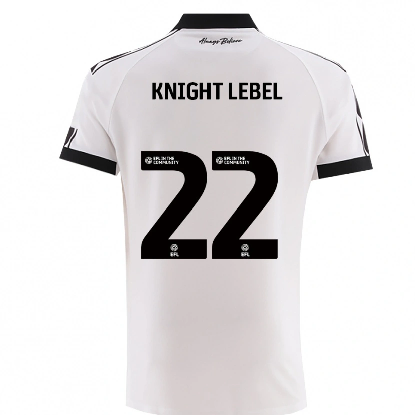 Danxen Uomo Maglia Jamie Knight-Lebel #22 Bianco Nero Kit Gara Away 2025/26 Maglietta