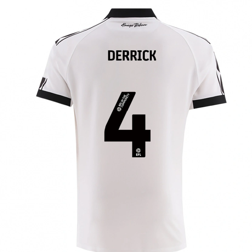 Danxen Uomo Maglia Louie Derrick #4 Bianco Nero Kit Gara Away 2025/26 Maglietta