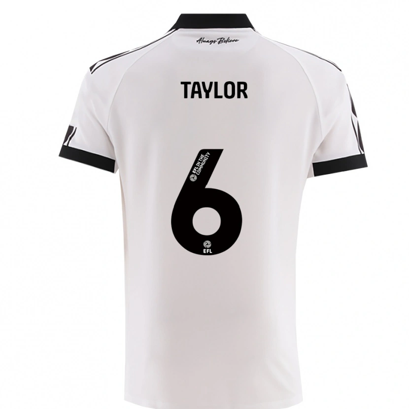 Danxen Uomo Maglia Archie Taylor #6 Bianco Nero Kit Gara Away 2025/26 Maglietta