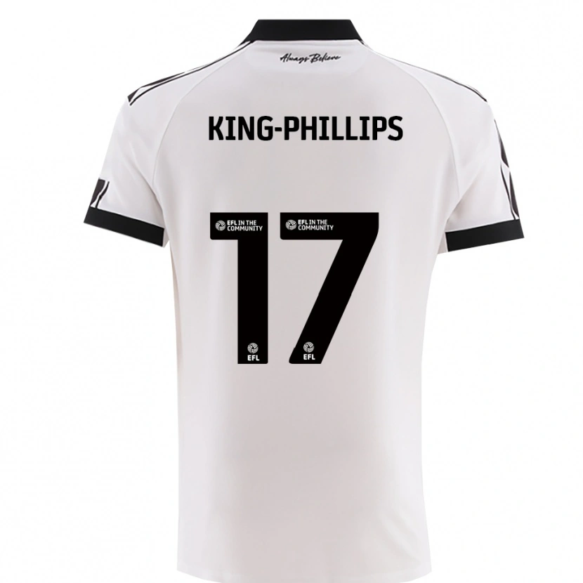 Danxen Uomo Maglia Zac King-Phillips #17 Bianco Nero Kit Gara Away 2025/26 Maglietta
