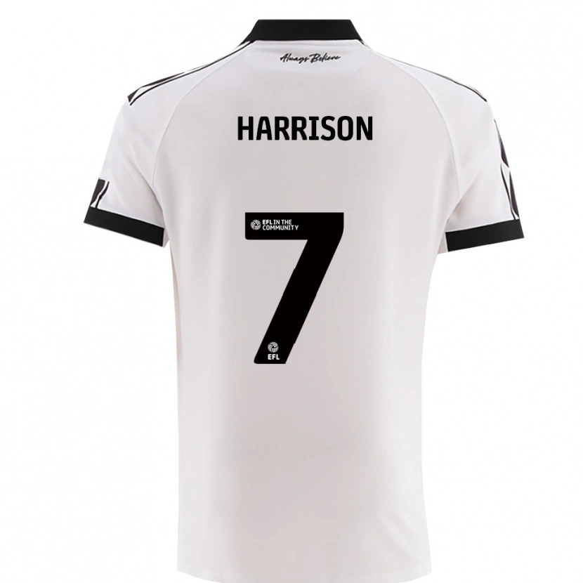 Danxen Uomo Maglia Abi Harrison #7 Bianco Nero Kit Gara Away 2025/26 Maglietta