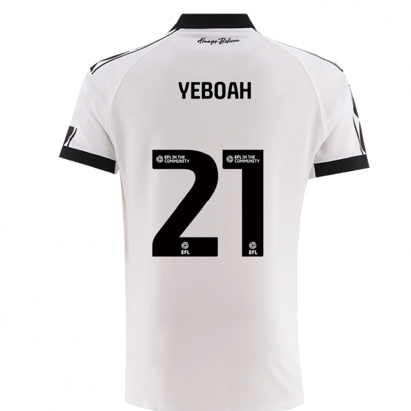 Danxen Uomo Maglia Ephraim Yeboah #21 Bianco Nero Kit Gara Away 2025/26 Maglietta