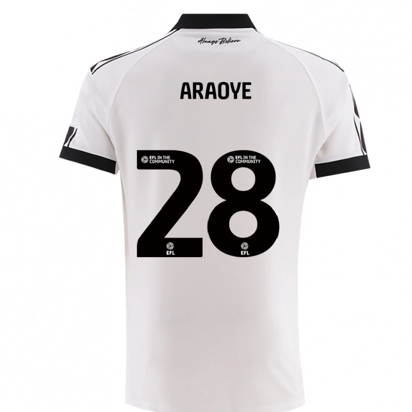 Danxen Uomo Maglia Raphael Araoye #28 Bianco Nero Kit Gara Away 2025/26 Maglietta