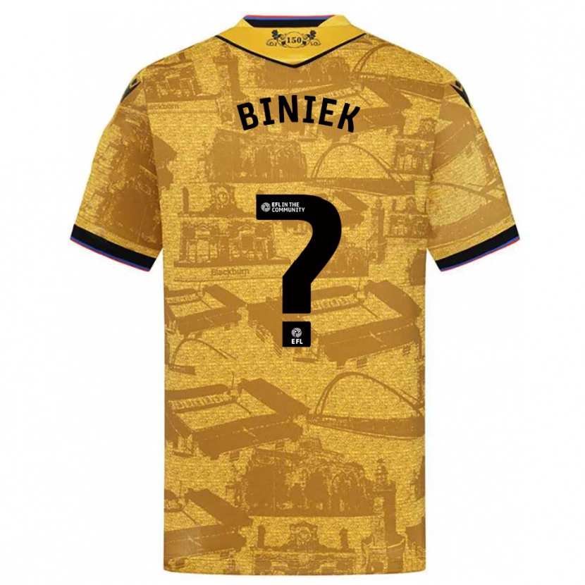 Danxen Uomo Maglia Dominik Biniek #0 Oro Nero Kit Gara Away 2025/26 Maglietta