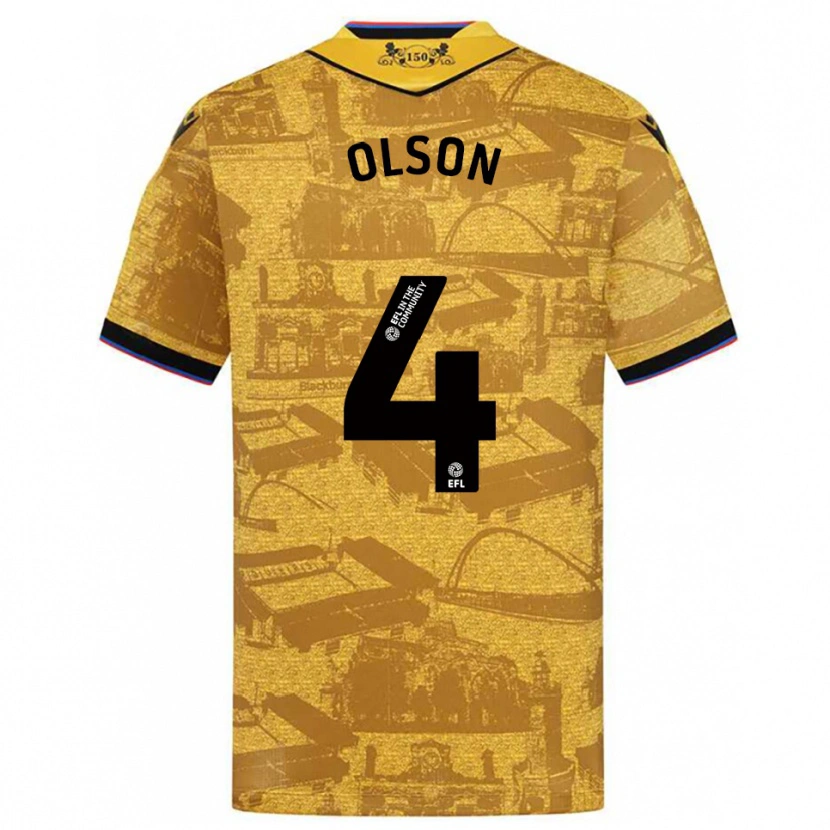 Danxen Uomo Maglia Charlie Olson #4 Oro Nero Kit Gara Away 2025/26 Maglietta