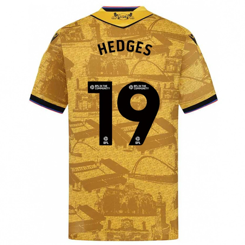 Danxen Uomo Maglia Ryan Hedges #19 Oro Nero Kit Gara Away 2025/26 Maglietta