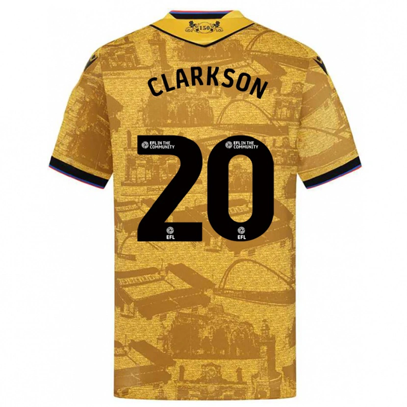 Danxen Uomo Maglia Eve Clarkson #20 Oro Nero Kit Gara Away 2025/26 Maglietta