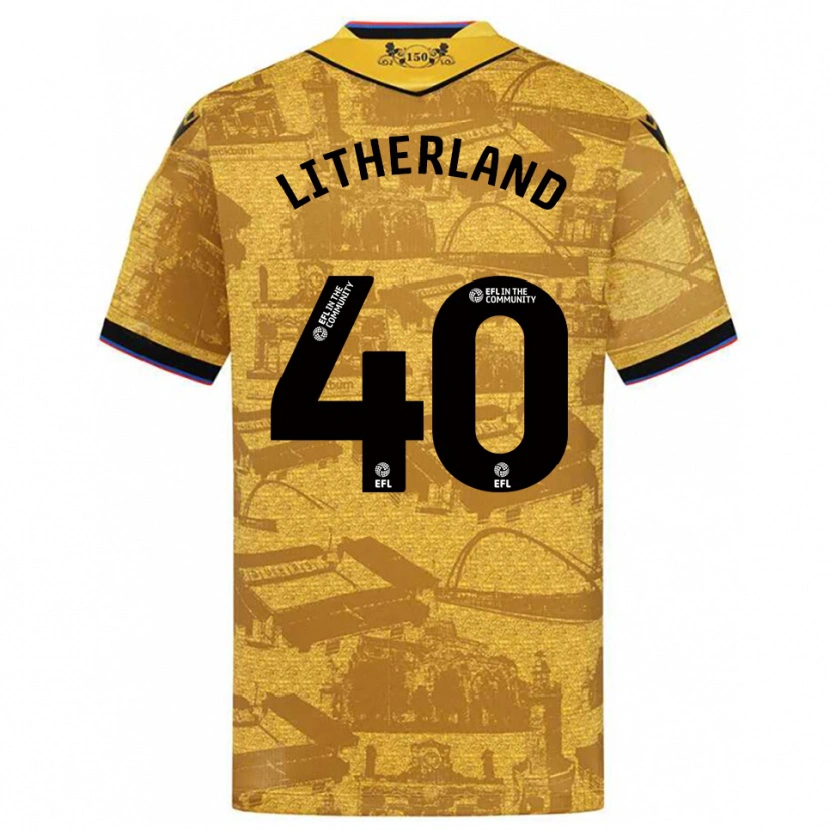 Danxen Uomo Maglia Matty Litherland #40 Oro Nero Kit Gara Away 2025/26 Maglietta