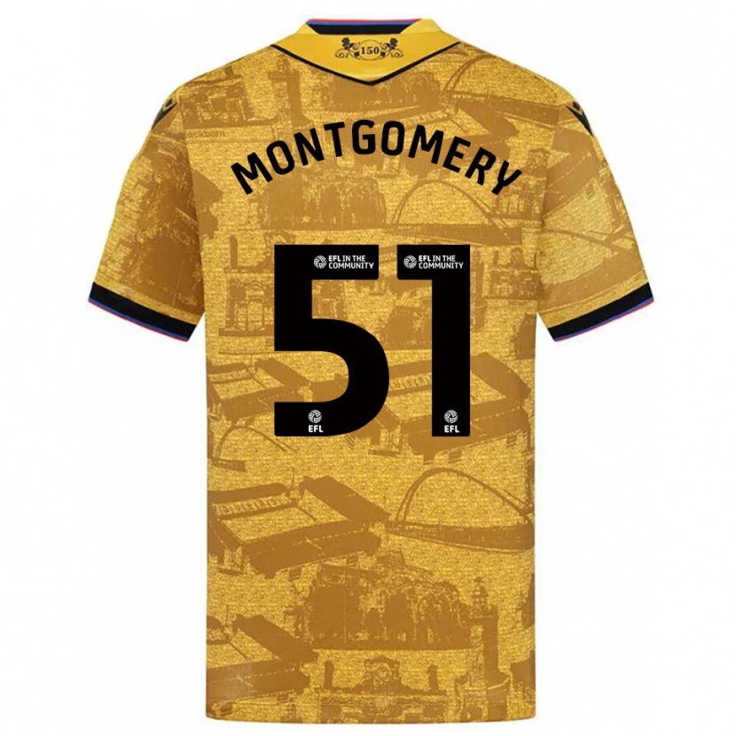 Danxen Uomo Maglia Kristi Montgomery #51 Oro Nero Kit Gara Away 2025/26 Maglietta