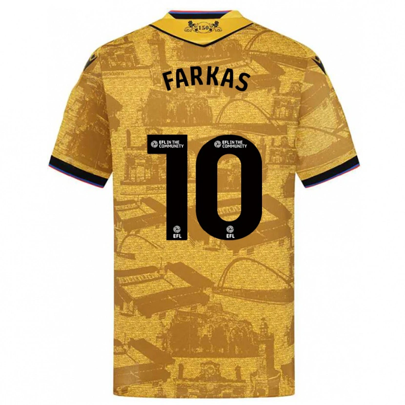 Danxen Uomo Maglia Patrik Farkas #10 Oro Nero Kit Gara Away 2025/26 Maglietta
