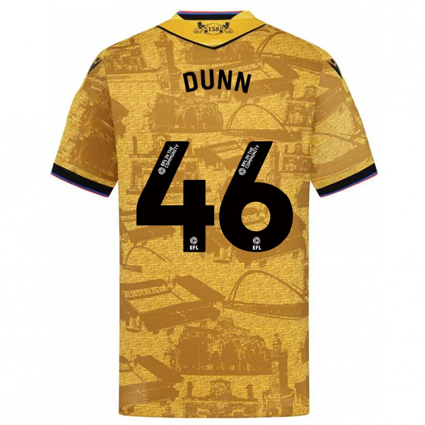 Danxen Uomo Maglia Isaac Dunn #46 Oro Nero Kit Gara Away 2025/26 Maglietta