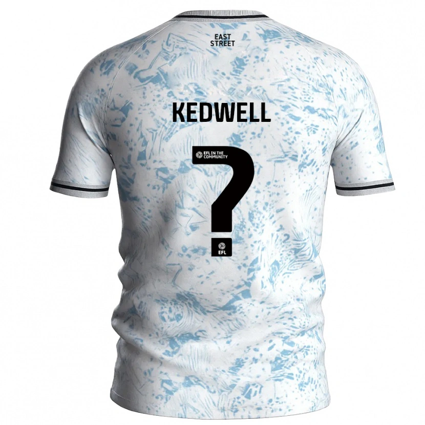Danxen Uomo Maglia Harvey Kedwell #0 Bianco Azzurro Cielo Kit Gara Away 2025/26 Maglietta