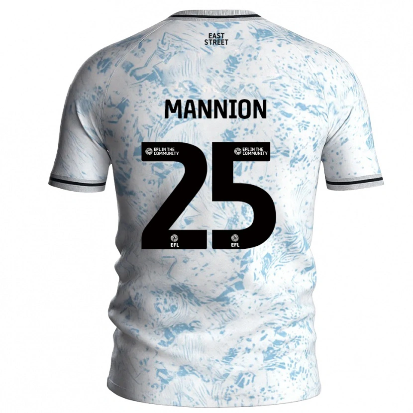 Danxen Uomo Maglia Will Mannion #25 Bianco Azzurro Cielo Kit Gara Away 2025/26 Maglietta