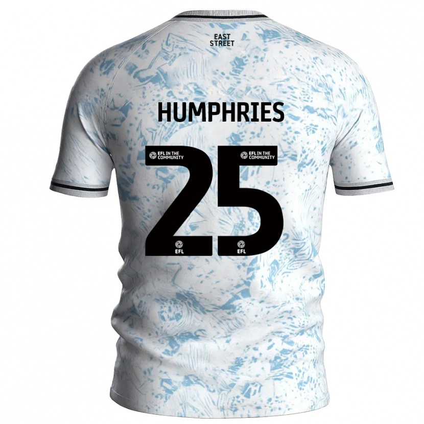 Danxen Uomo Maglia Greta Humphries #25 Bianco Azzurro Cielo Kit Gara Away 2025/26 Maglietta