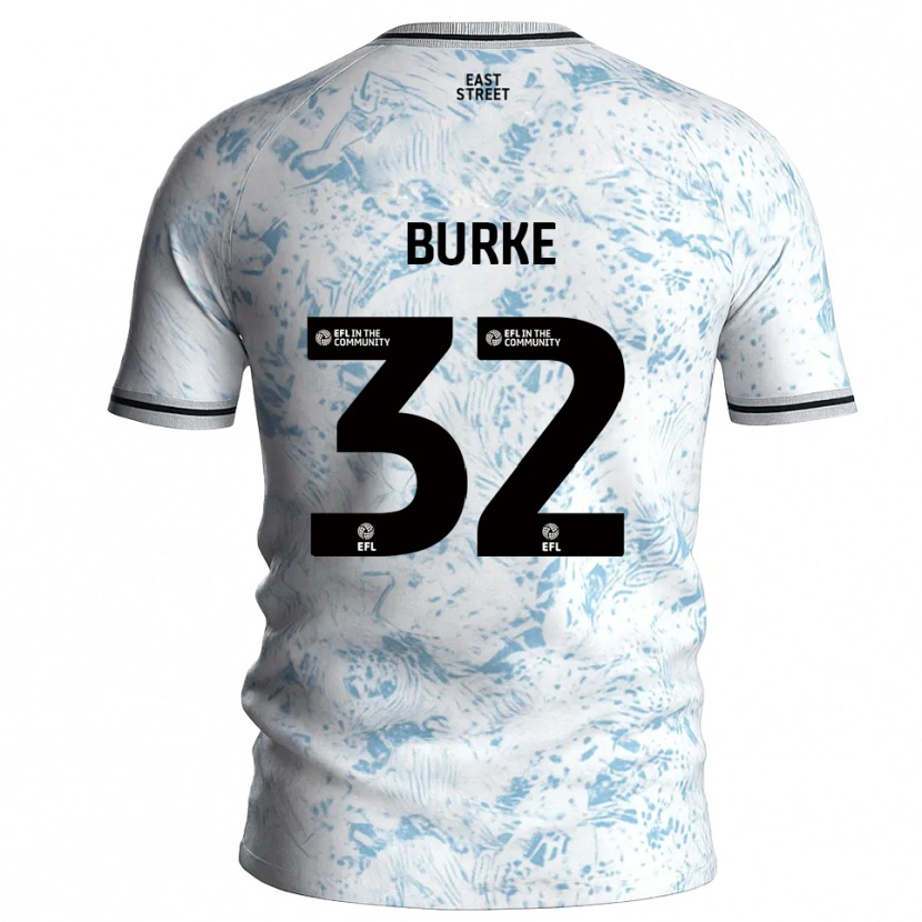 Danxen Uomo Maglia Reece Burke #32 Bianco Azzurro Cielo Kit Gara Away 2025/26 Maglietta