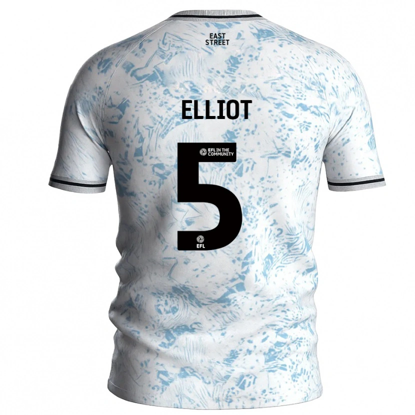 Danxen Uomo Maglia Tate Elliot #5 Bianco Azzurro Cielo Kit Gara Away 2025/26 Maglietta