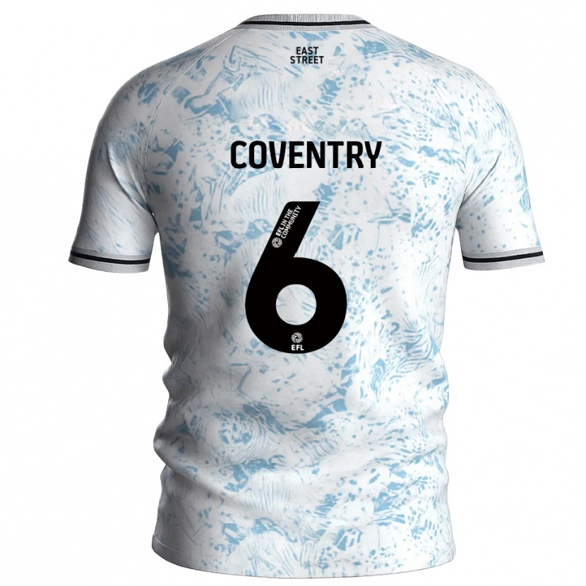Danxen Uomo Maglia Conor Coventry #6 Bianco Azzurro Cielo Kit Gara Away 2025/26 Maglietta