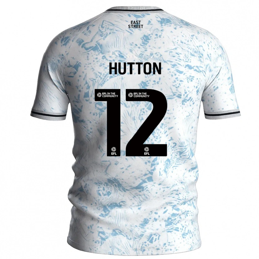Danxen Uomo Maglia Jodie Hutton #12 Bianco Azzurro Cielo Kit Gara Away 2025/26 Maglietta